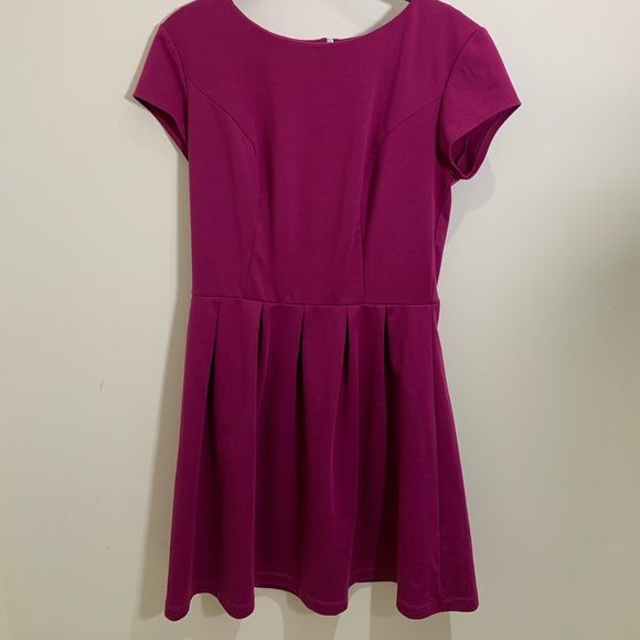 Magenta Pink Fit and Flare Short Sleeve Dress - Picture 1 of 3